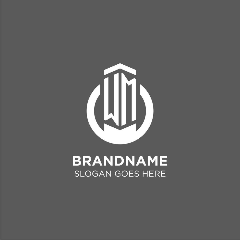 Initial WM circle round line logo, abstract company logo design ideas vector