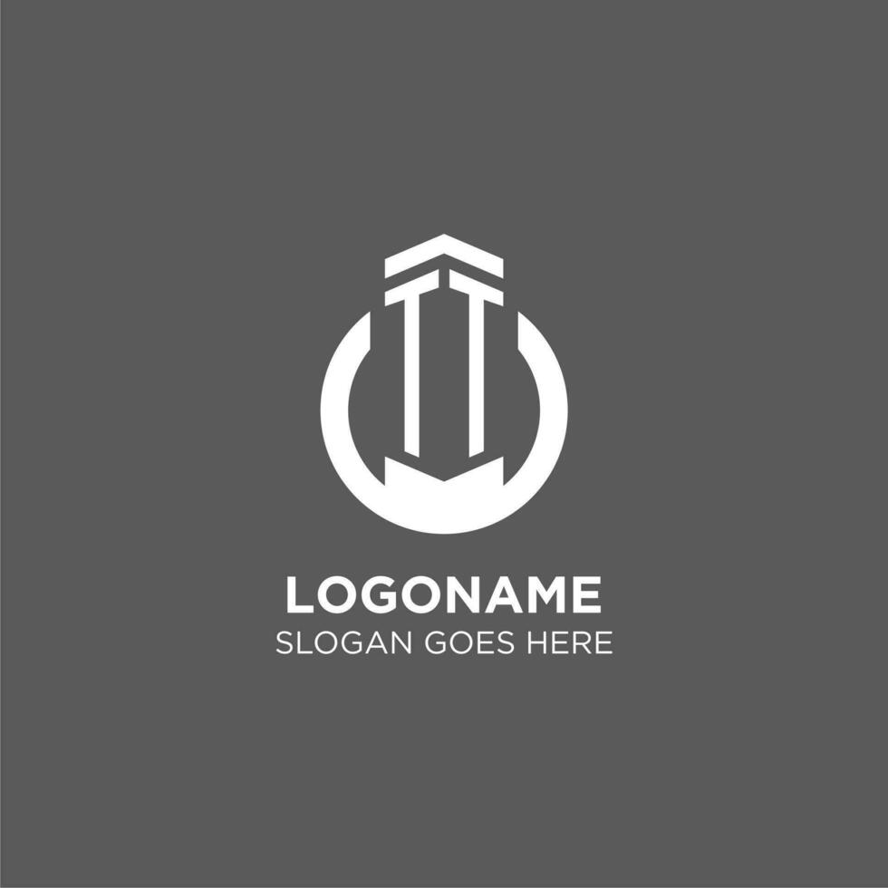 Initial TT circle round line logo, abstract company logo design ideas vector