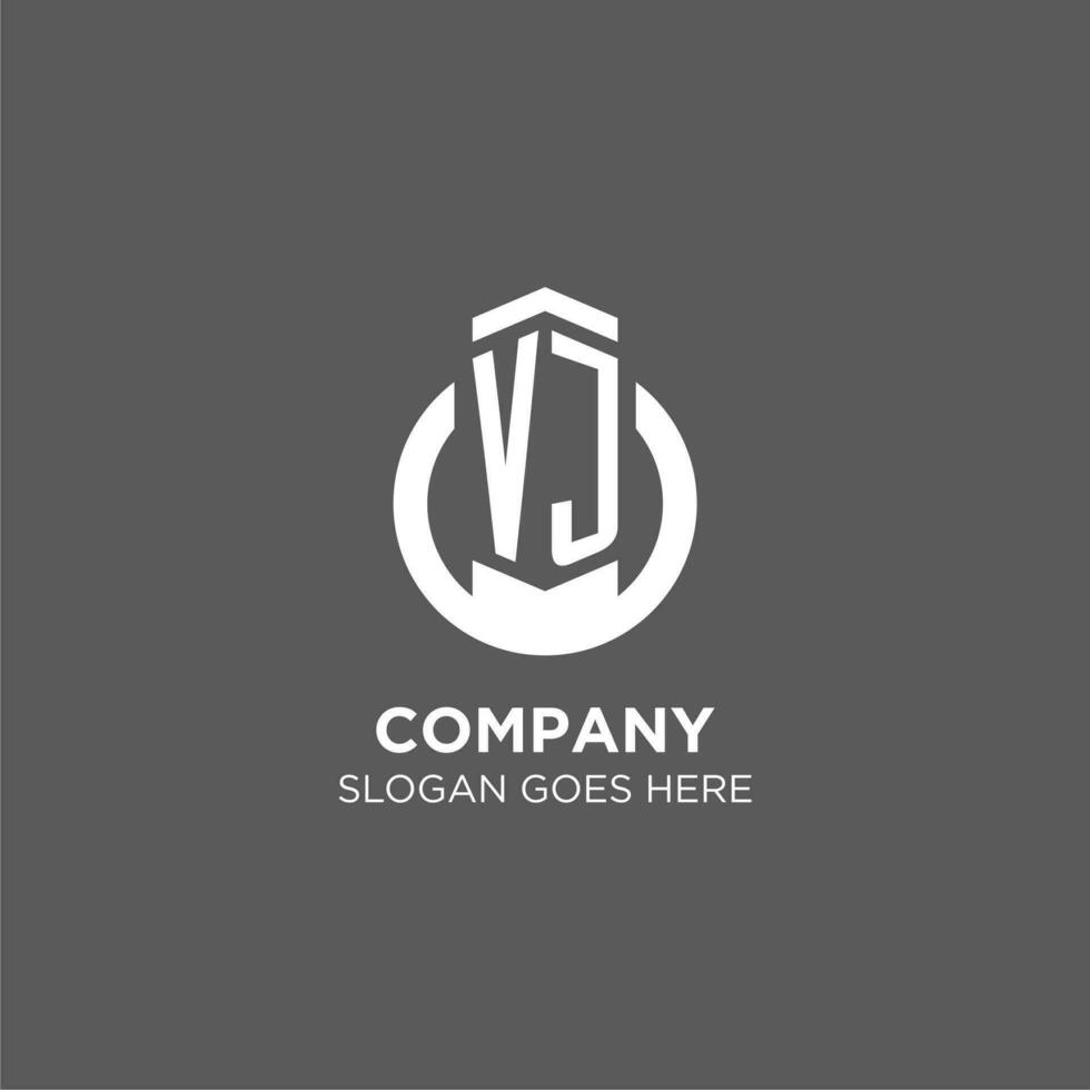 Initial VJ circle round line logo, abstract company logo design ideas vector