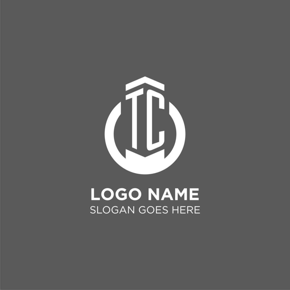 Initial TC circle round line logo, abstract company logo design ideas vector