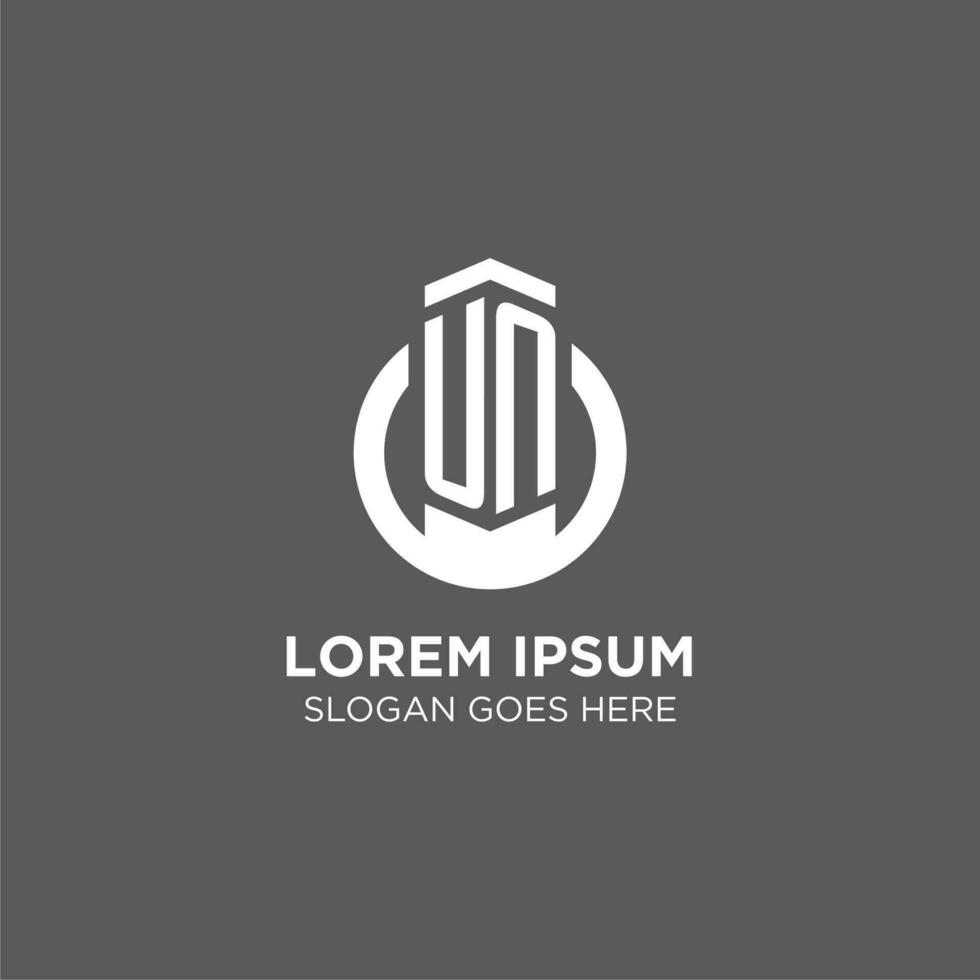 Initial UN circle round line logo, abstract company logo design ideas vector