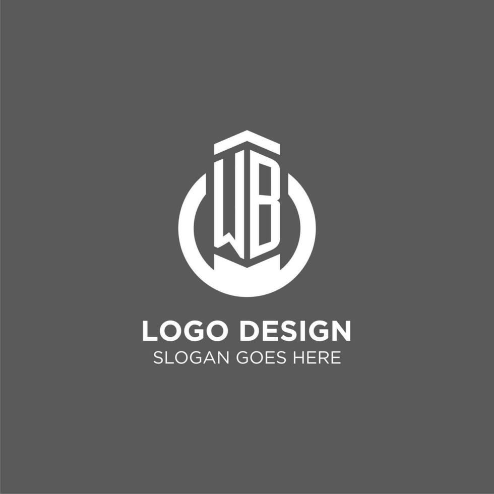 Initial WB circle round line logo, abstract company logo design ideas vector