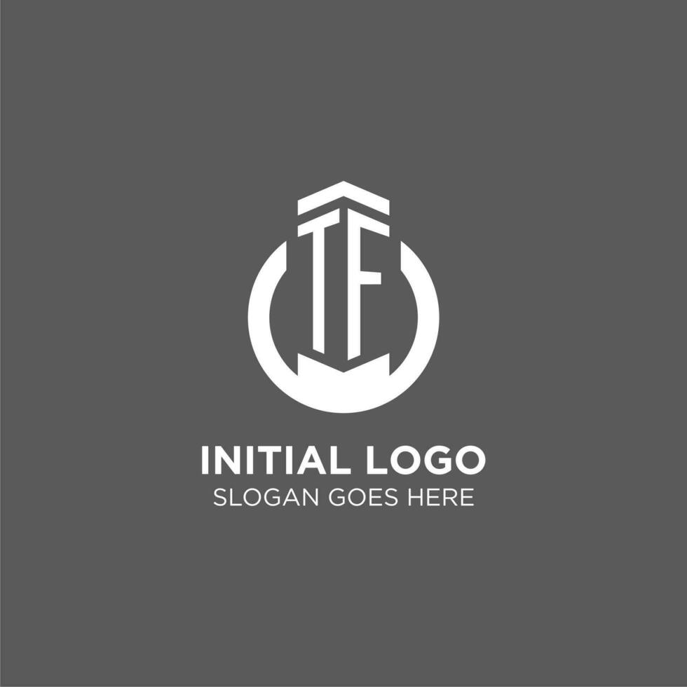 Initial TF circle round line logo, abstract company logo design ideas vector