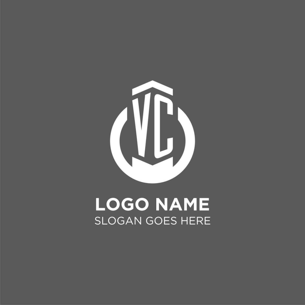 Initial VC circle round line logo, abstract company logo design ideas vector
