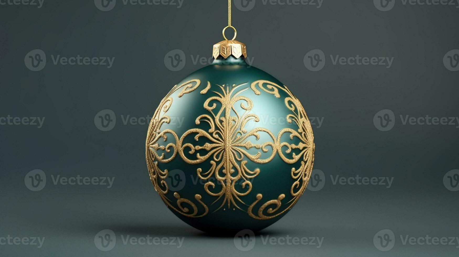 Detailed Christmas Bauble with Pattern Isolated on the Minimalist Background photo