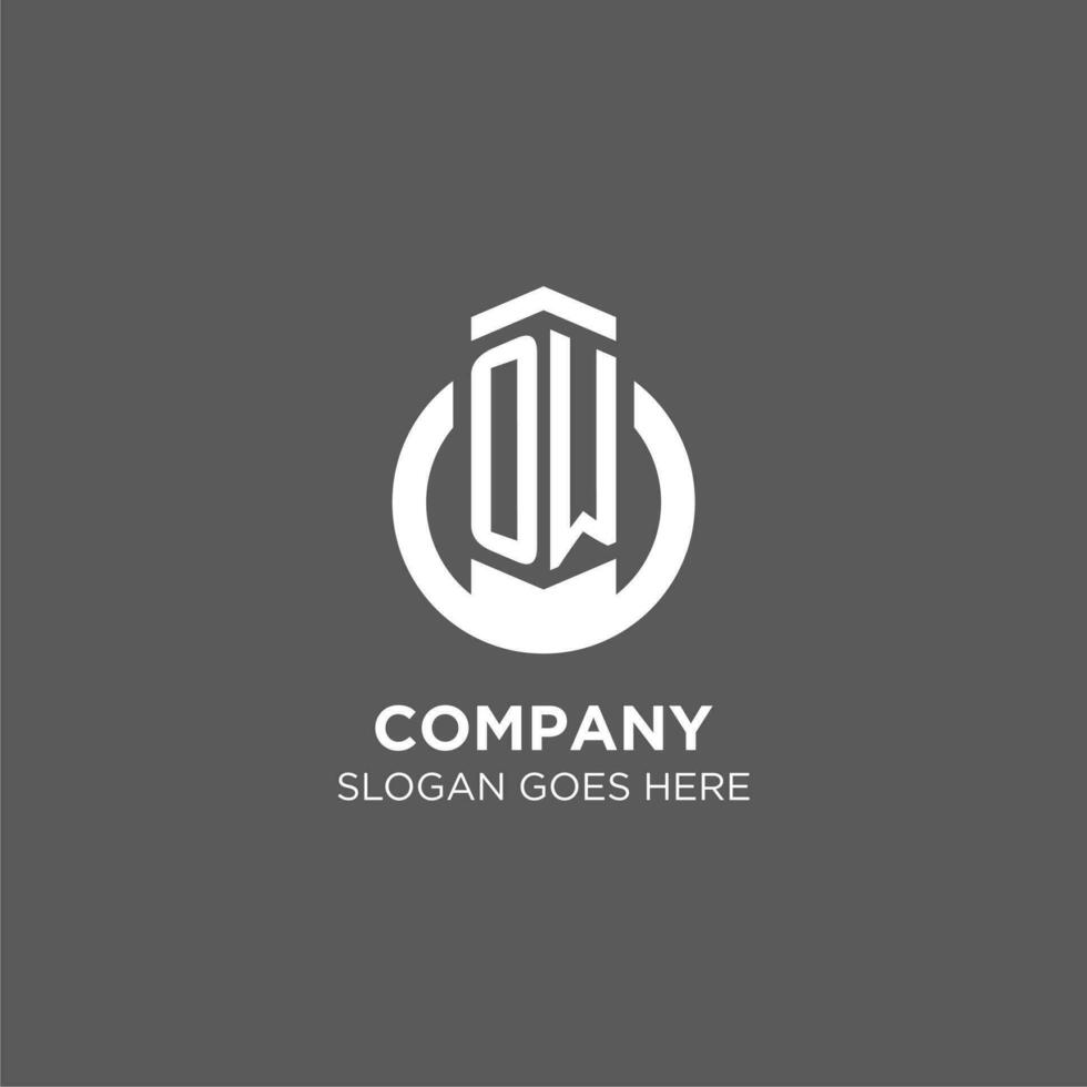 Initial OW circle round line logo, abstract company logo design ideas vector