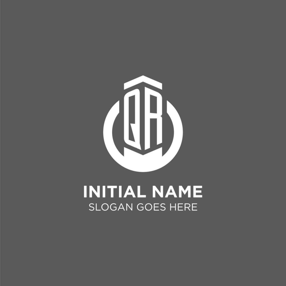 Initial QR circle round line logo, abstract company logo design ideas vector