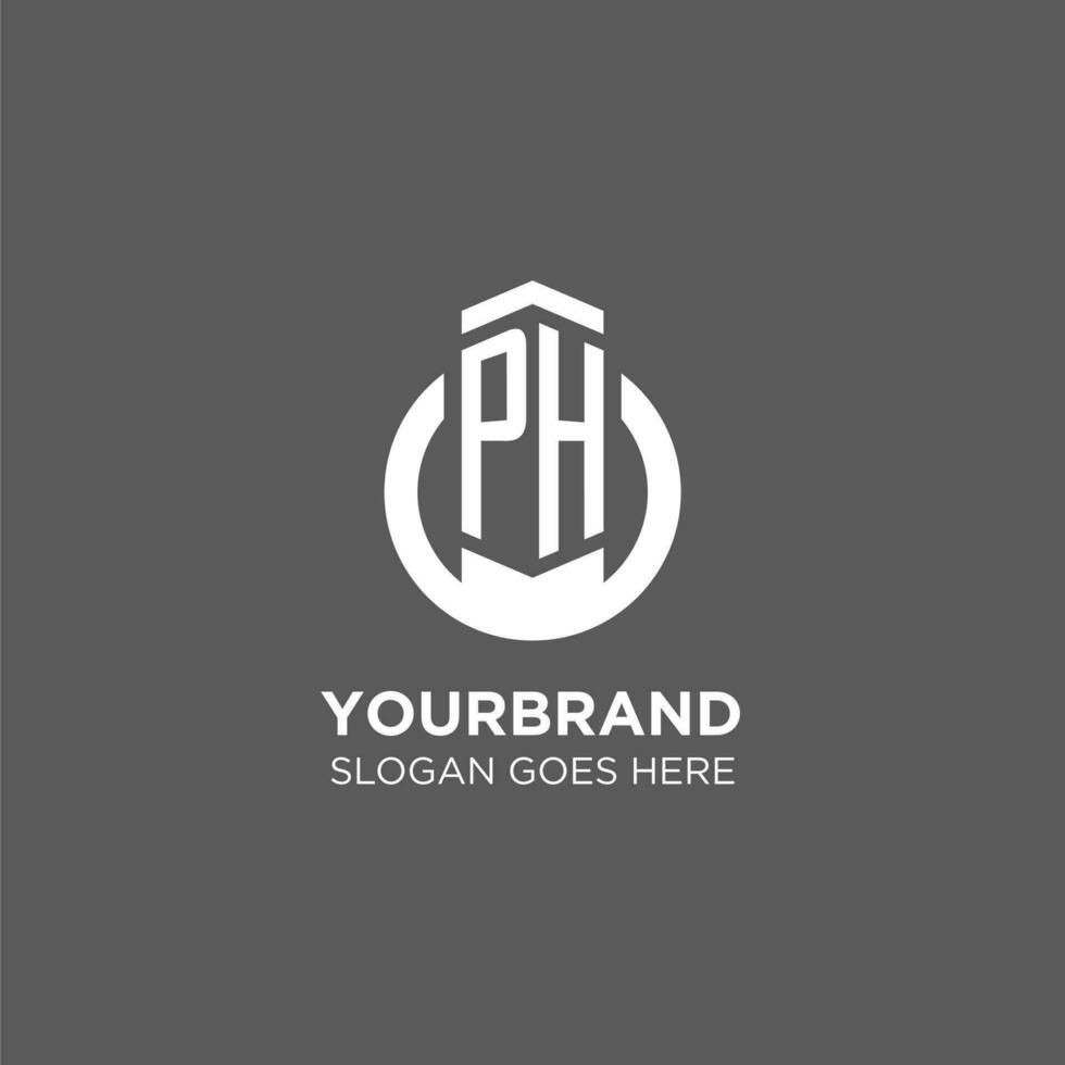 Initial PH circle round line logo, abstract company logo design ideas vector