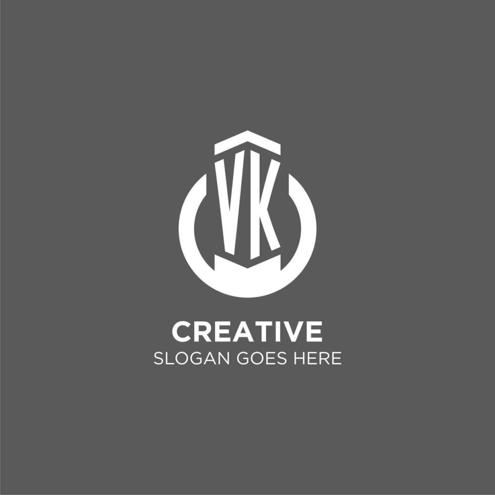 Initial VK circle round line logo, abstract company logo design ideas vector