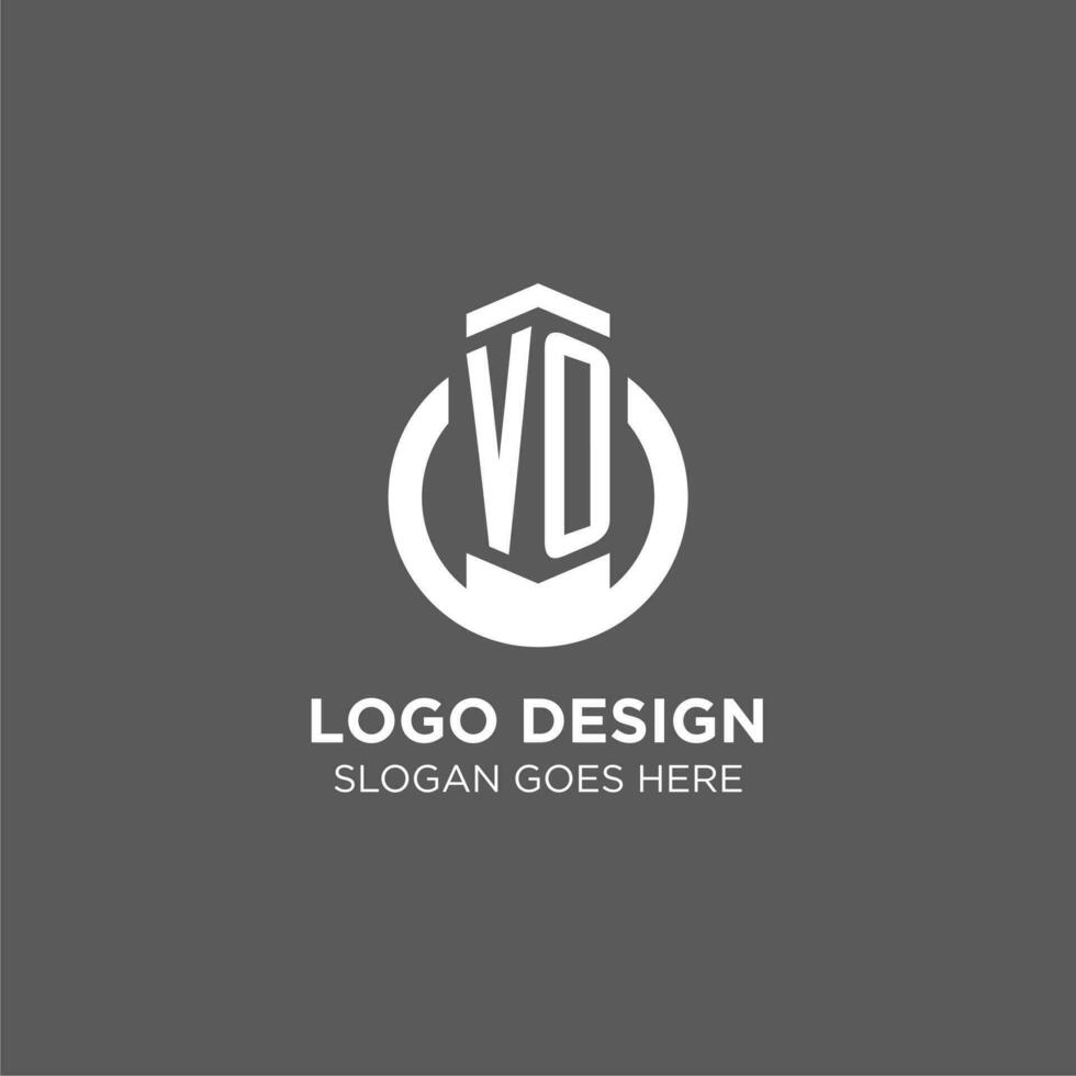 Initial VO circle round line logo, abstract company logo design ideas vector
