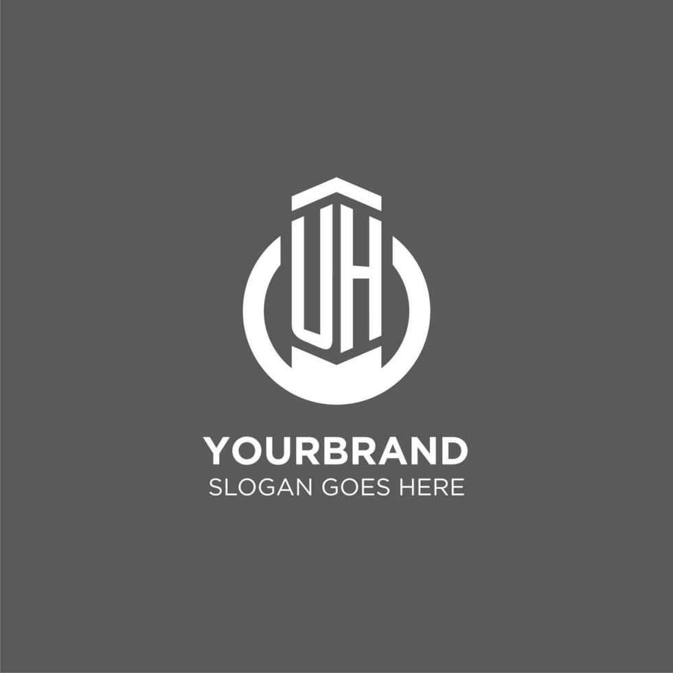 Initial UH circle round line logo, abstract company logo design ideas vector