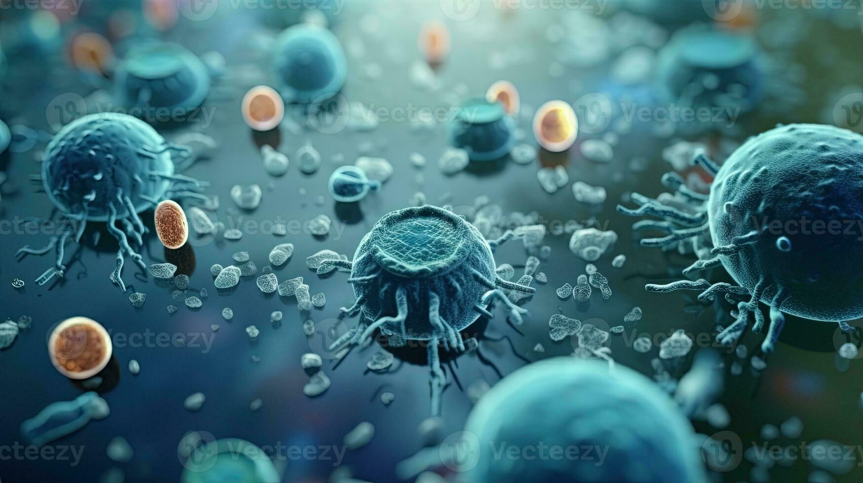 Microscope View of Several Bacterias and Virus photo