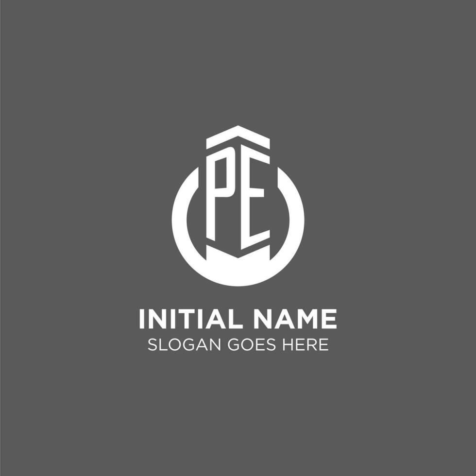 Initial PE circle round line logo, abstract company logo design ideas vector