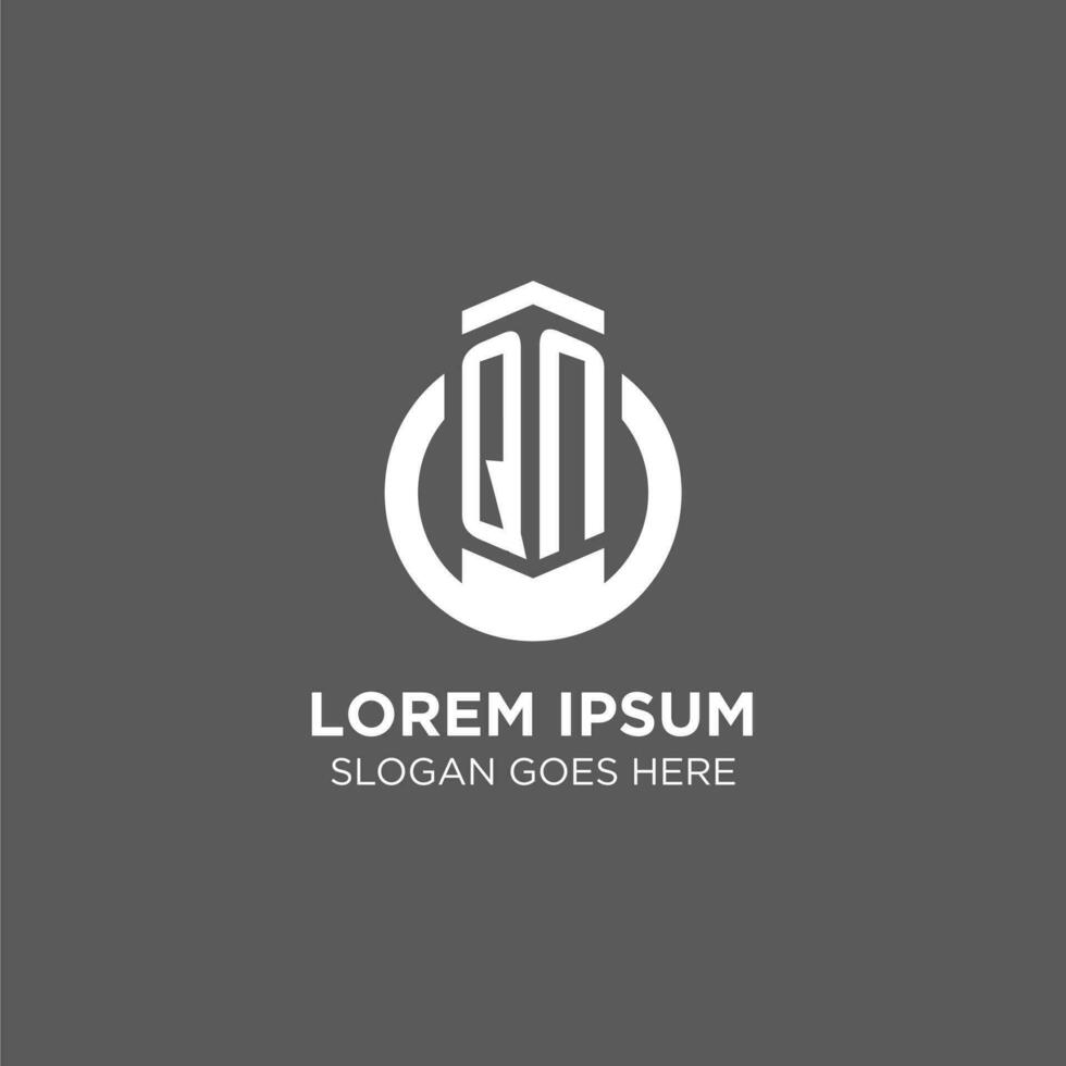 Initial QN circle round line logo, abstract company logo design ideas vector