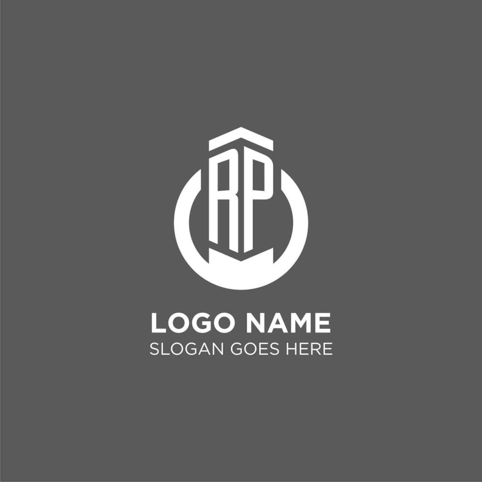 Initial RP circle round line logo, abstract company logo design ideas vector