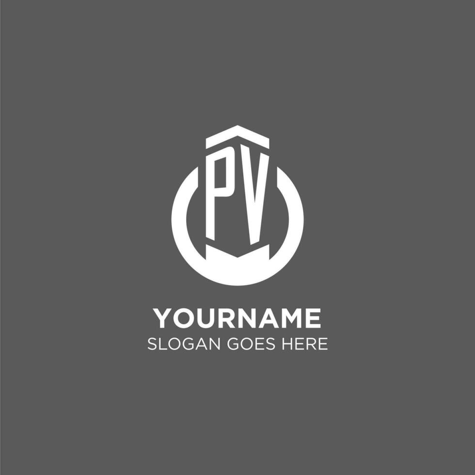 Initial PV circle round line logo, abstract company logo design ideas vector