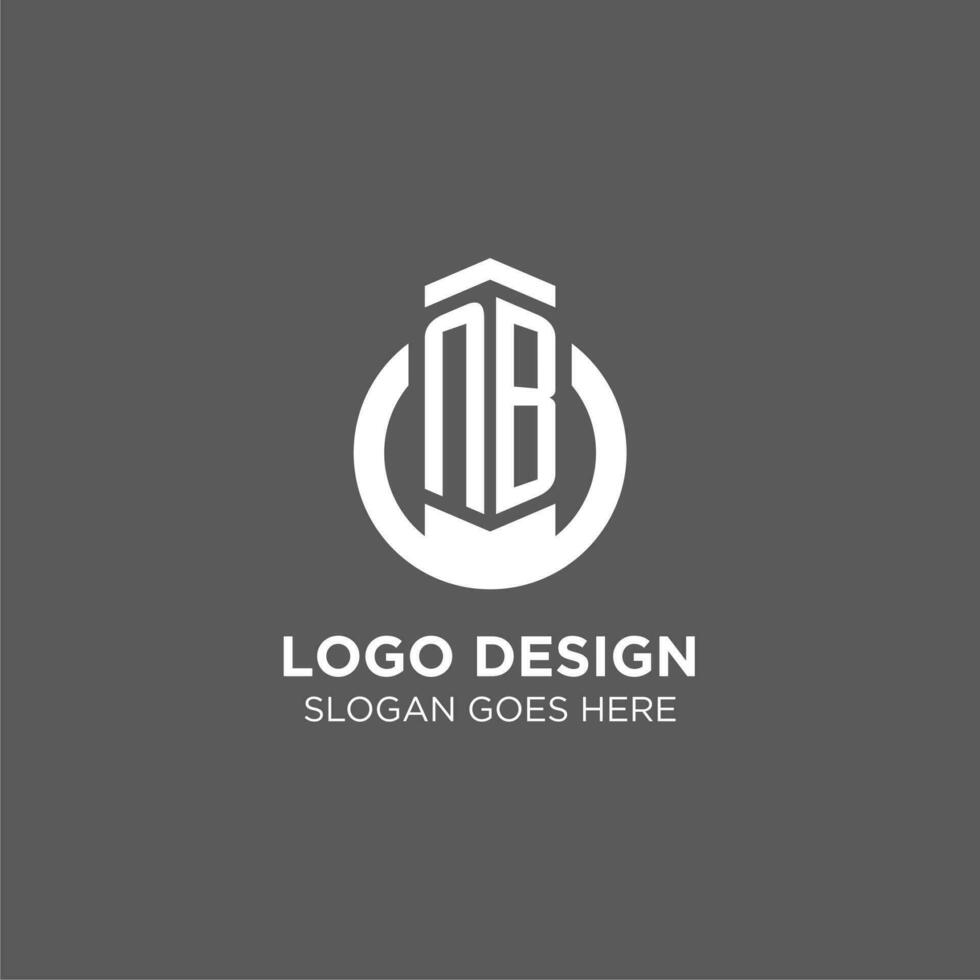Initial NB circle round line logo, abstract company logo design ideas vector