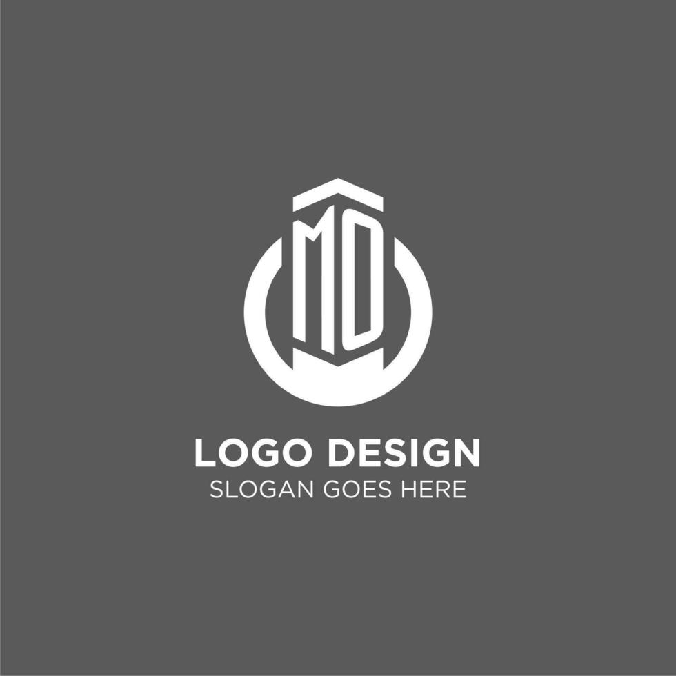 Initial MO circle round line logo, abstract company logo design ideas vector