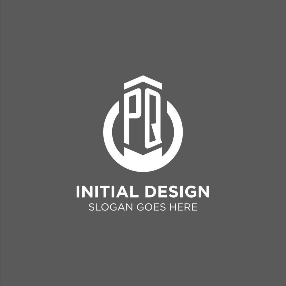 Initial PQ circle round line logo, abstract company logo design ideas vector