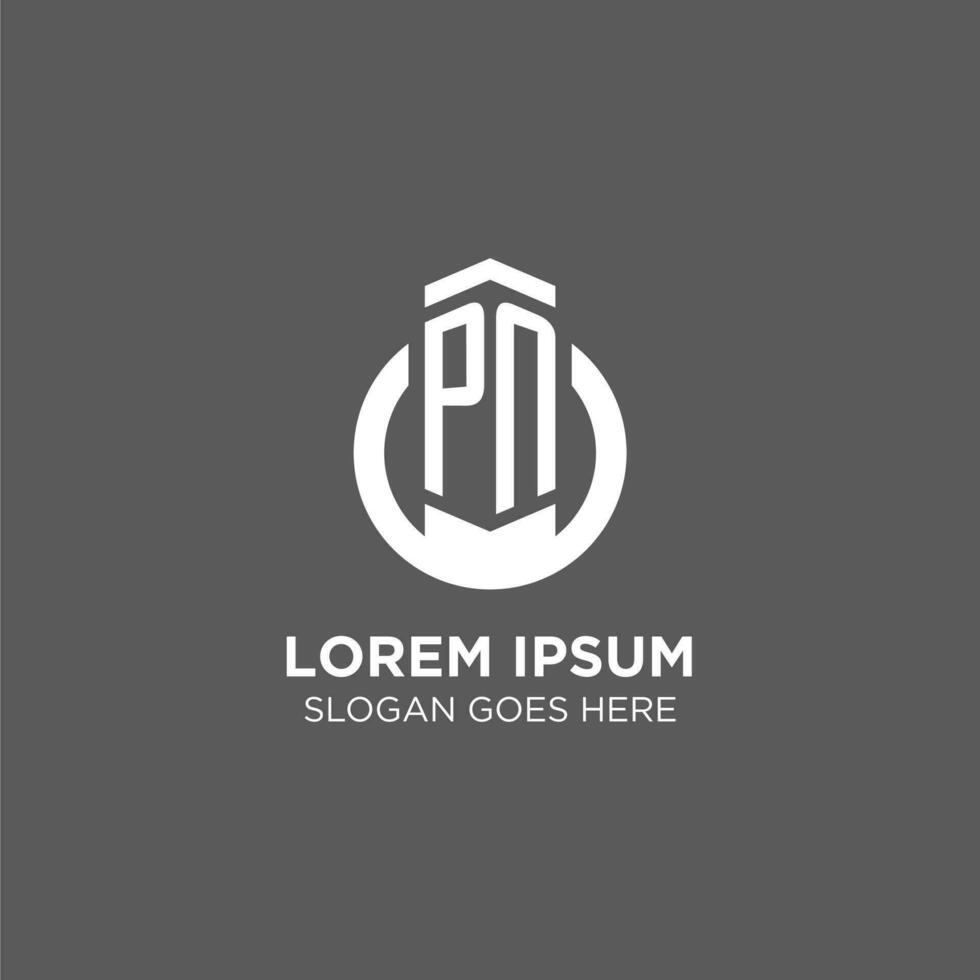 Initial PN circle round line logo, abstract company logo design ideas vector