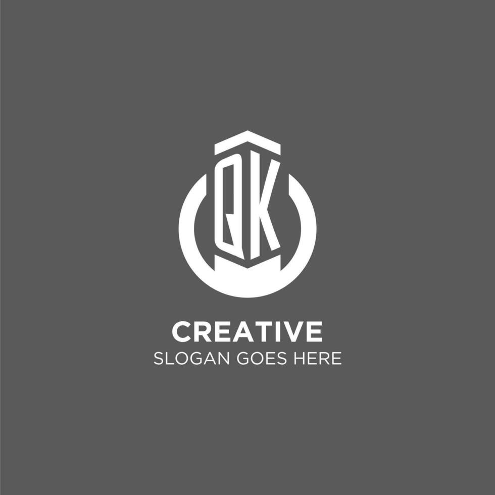 Initial QK circle round line logo, abstract company logo design ideas vector