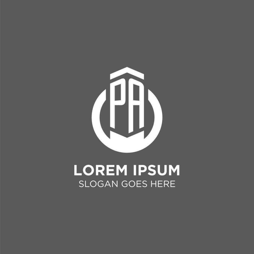 Initial PA circle round line logo, abstract company logo design ideas vector