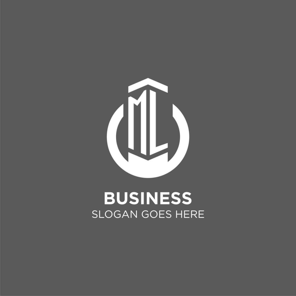 Initial ML circle round line logo, abstract company logo design ideas vector