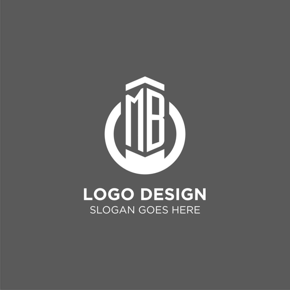 Initial MB circle round line logo, abstract company logo design ideas vector