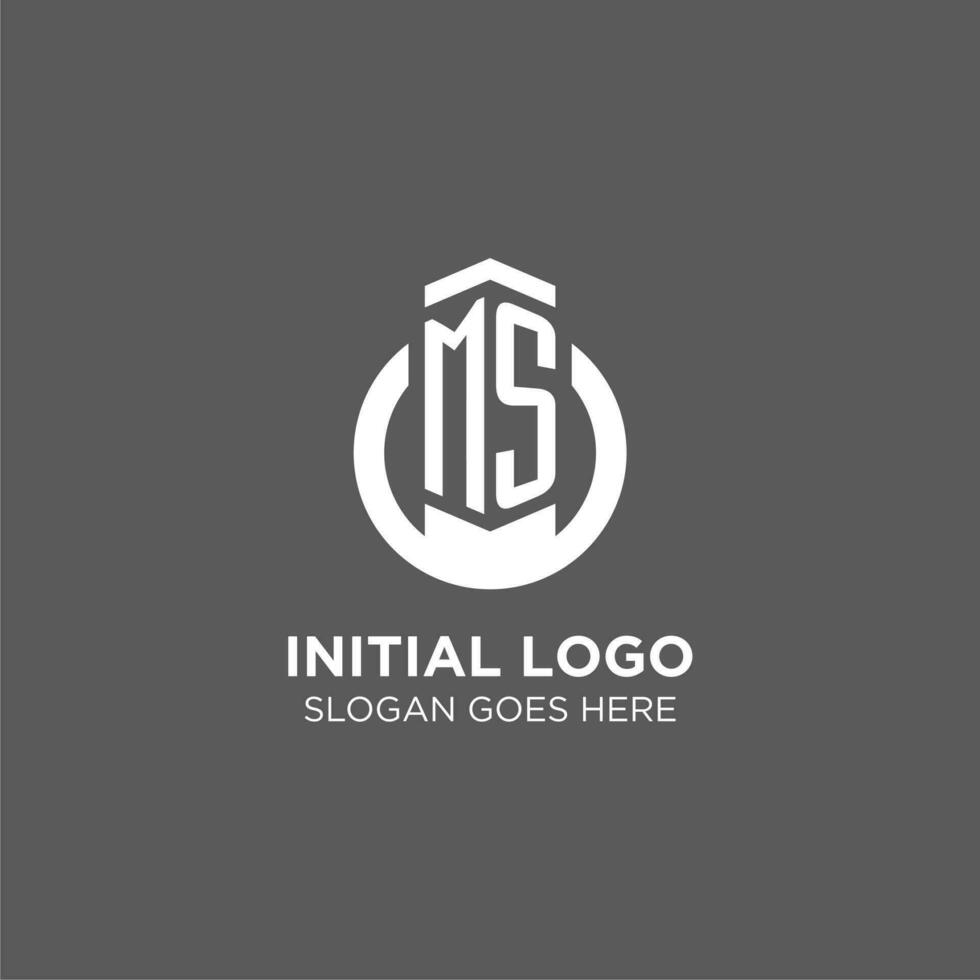 Initial MS circle round line logo, abstract company logo design ideas vector