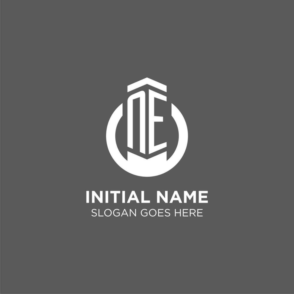 Initial NE circle round line logo, abstract company logo design ideas vector