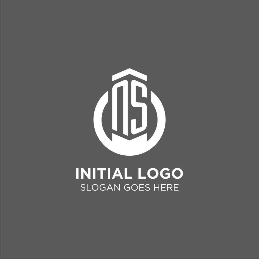 Initial NS circle round line logo, abstract company logo design ideas vector