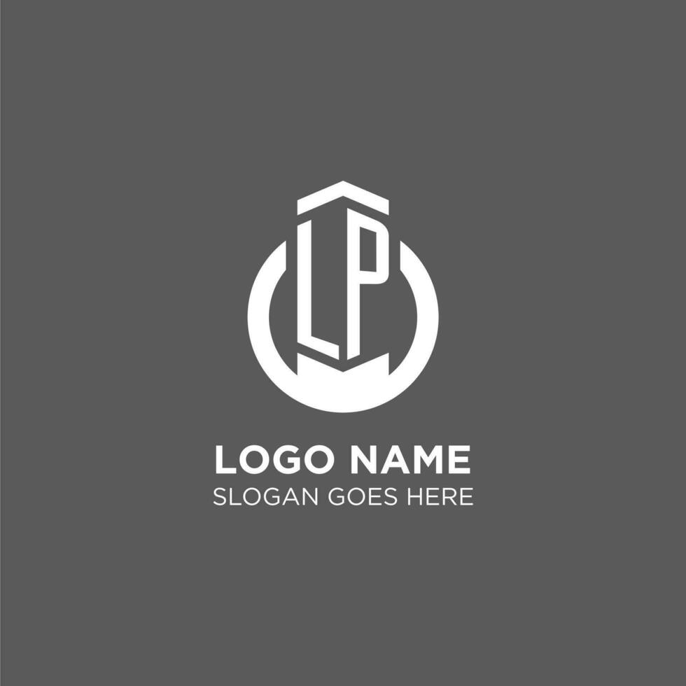 Initial LP circle round line logo, abstract company logo design ideas vector