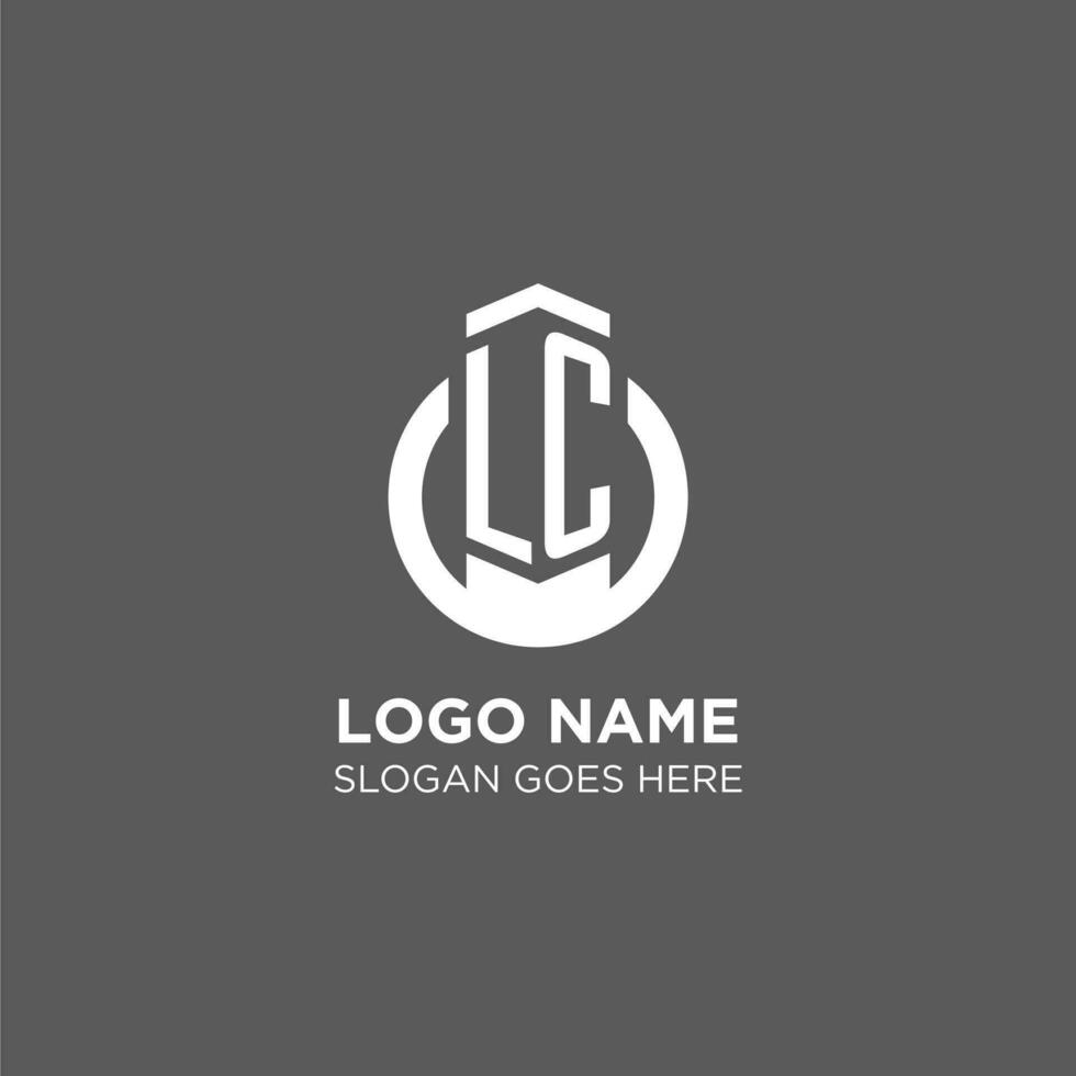 Initial LC circle round line logo, abstract company logo design ideas vector