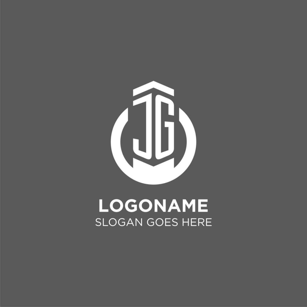 Initial JG circle round line logo, abstract company logo design ideas vector