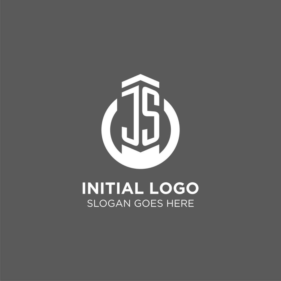 Initial JS circle round line logo, abstract company logo design ideas vector