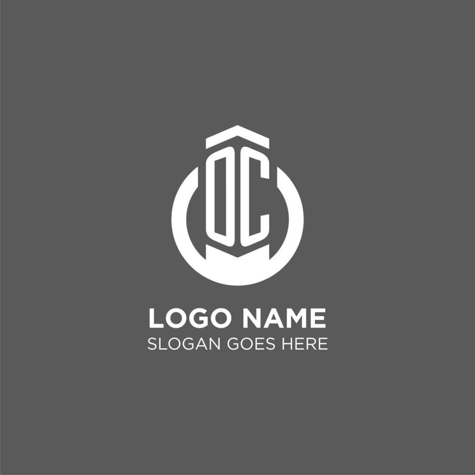 Initial OC circle round line logo, abstract company logo design ideas vector
