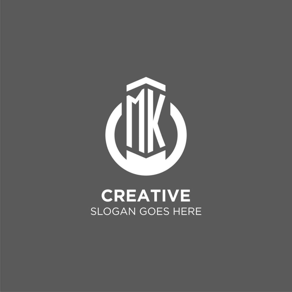 Initial MK circle round line logo, abstract company logo design ideas vector