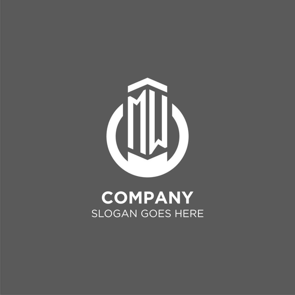 Initial MW circle round line logo, abstract company logo design ideas vector