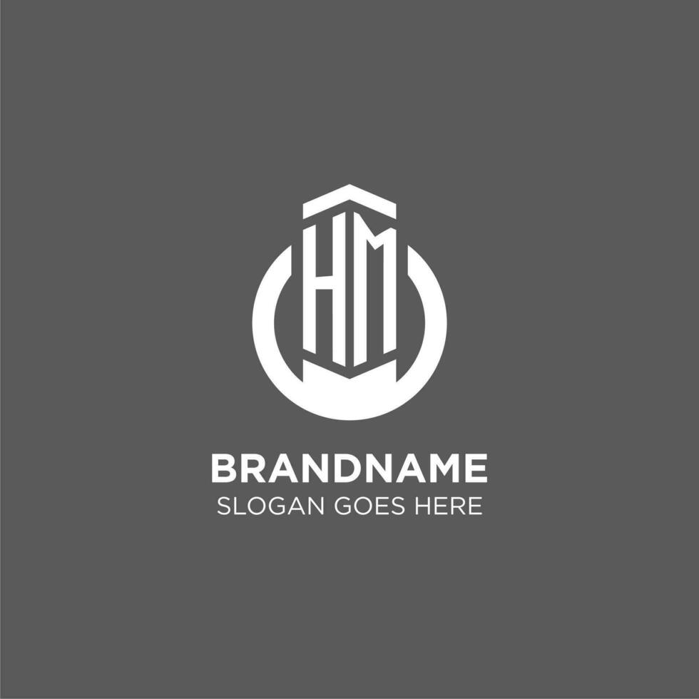 Initial HM circle round line logo, abstract company logo design ideas vector