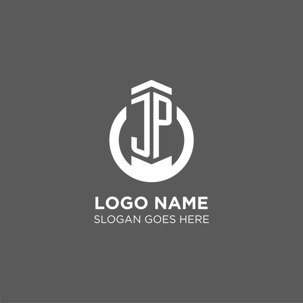 Initial JP circle round line logo, abstract company logo design ideas vector