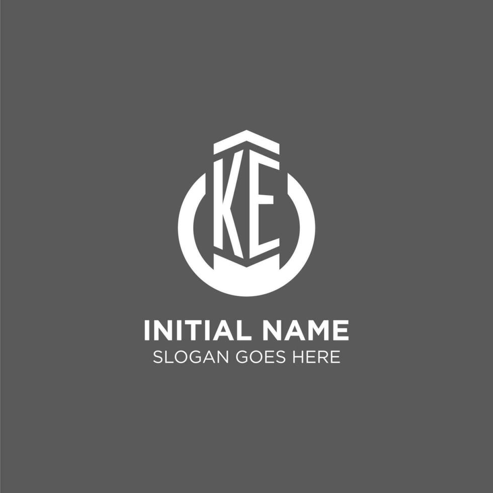 Initial KE circle round line logo, abstract company logo design ideas vector