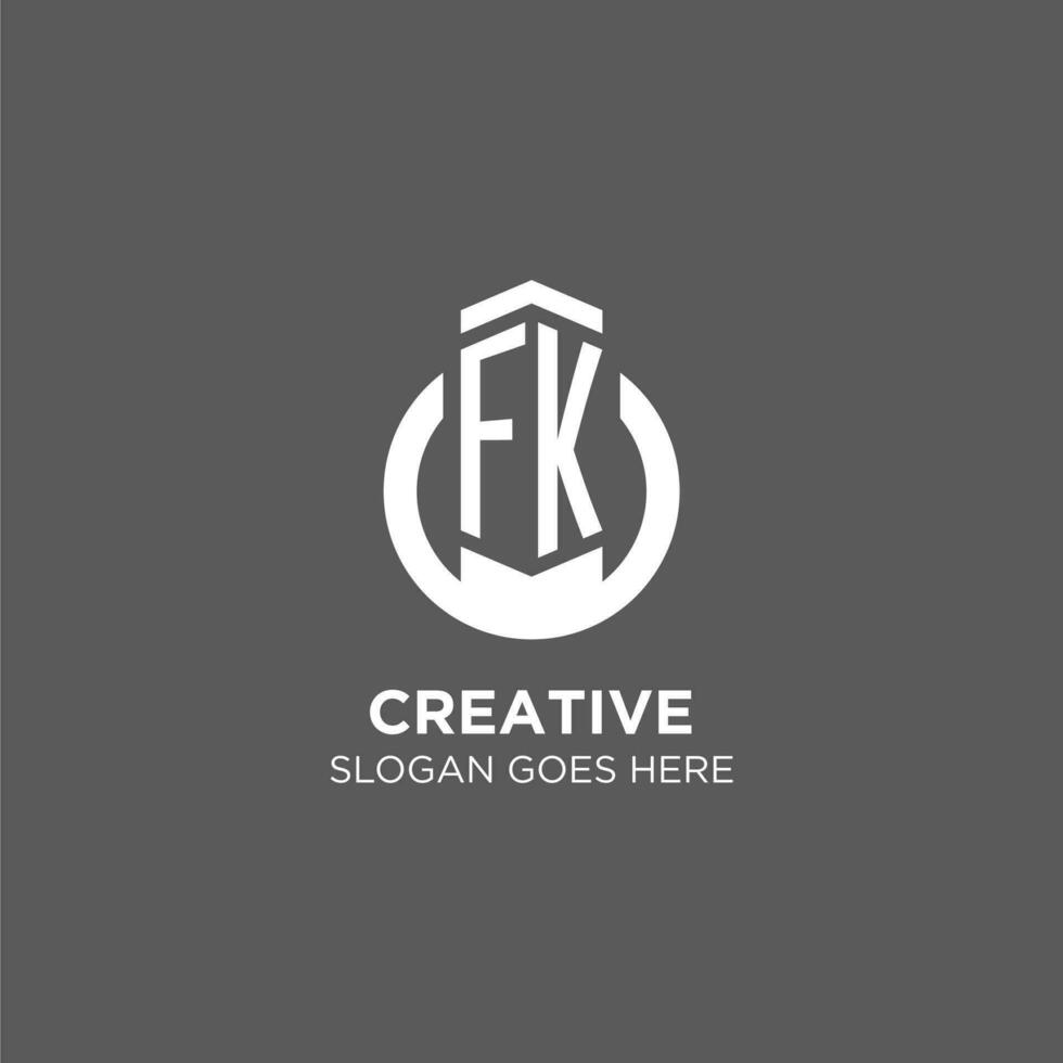 Initial FK circle round line logo, abstract company logo design ideas vector