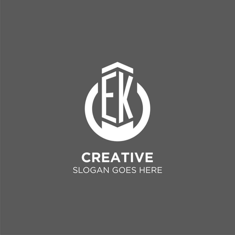 Initial EK circle round line logo, abstract company logo design ideas vector