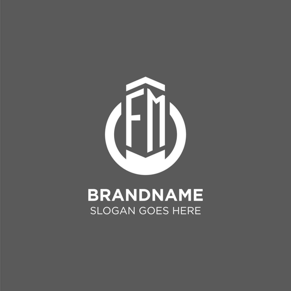 Initial FM circle round line logo, abstract company logo design ideas vector