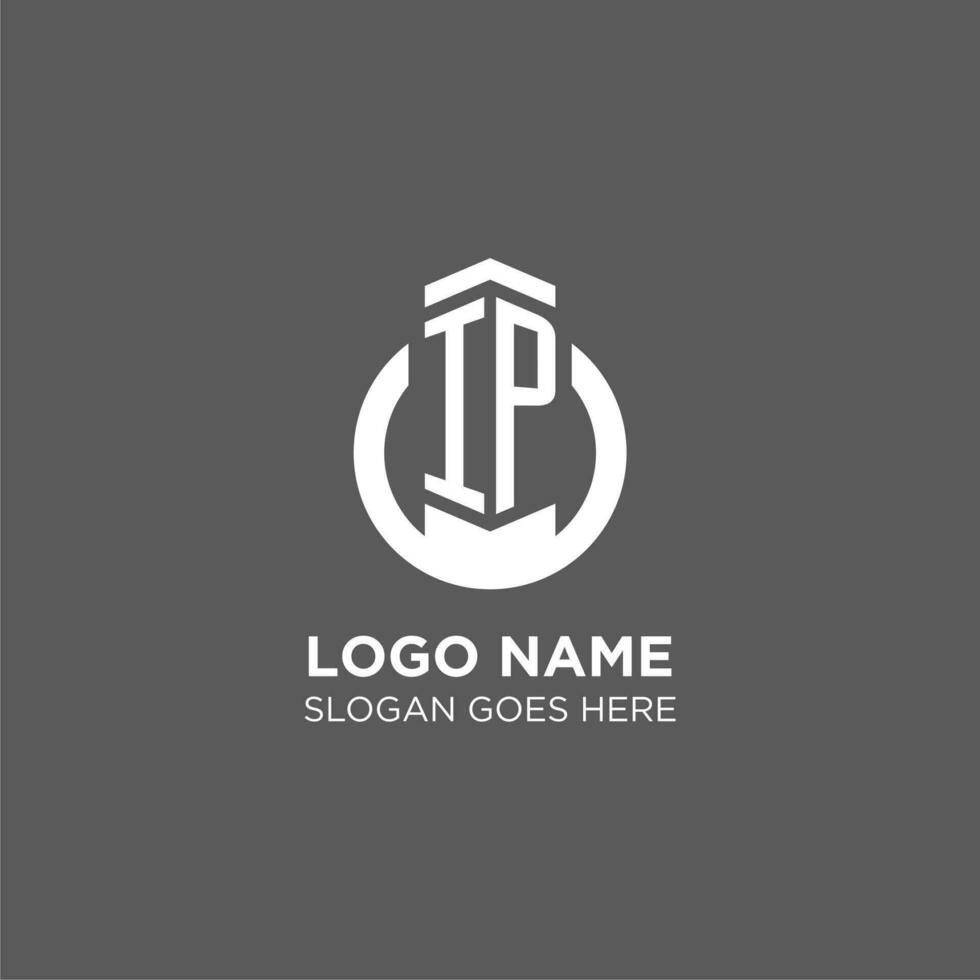 Initial IP circle round line logo, abstract company logo design ideas vector