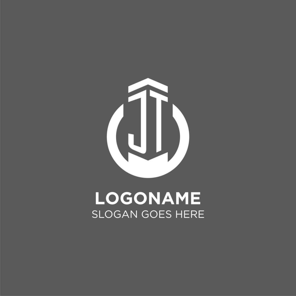Initial JT circle round line logo, abstract company logo design ideas vector