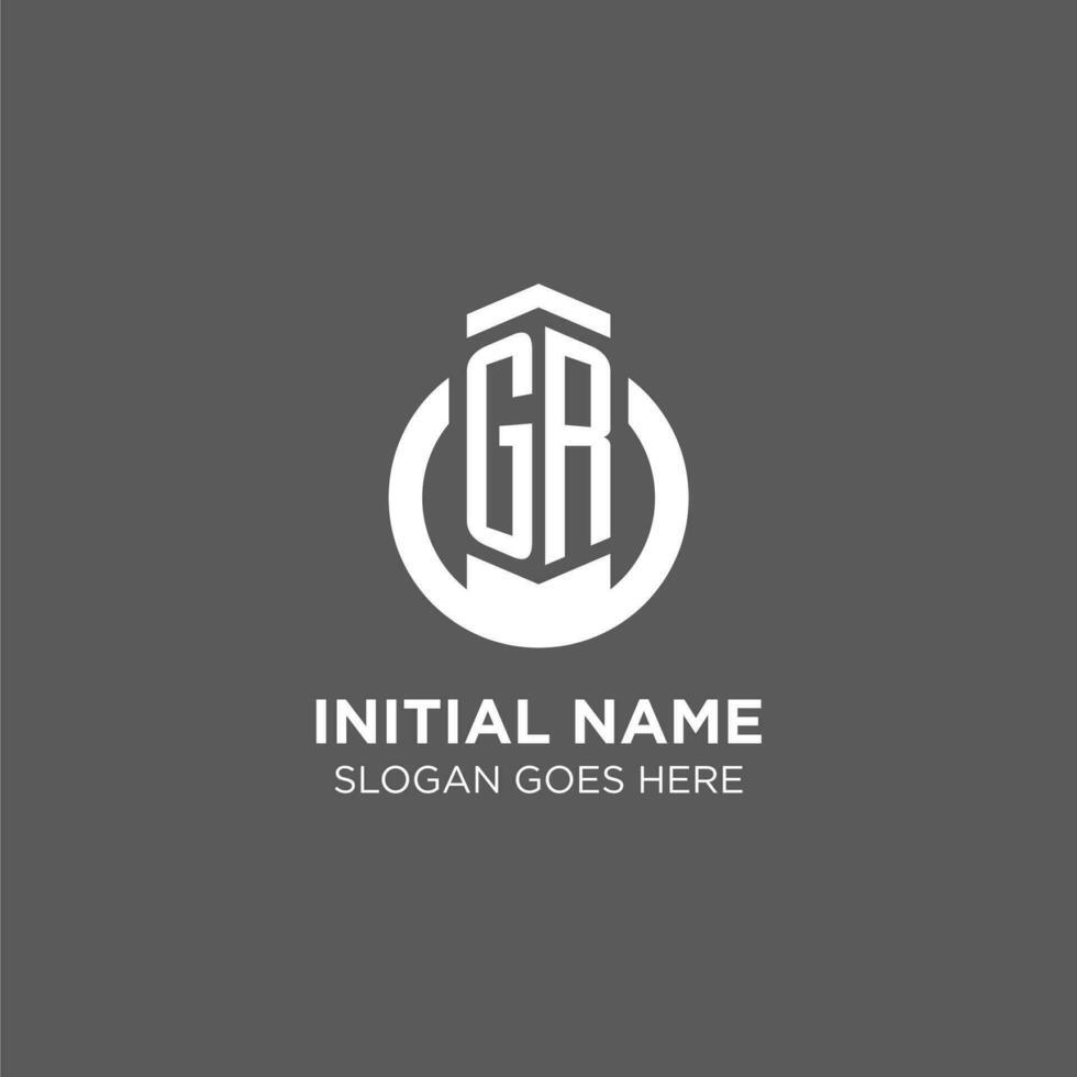 Initial GR circle round line logo, abstract company logo design ideas vector