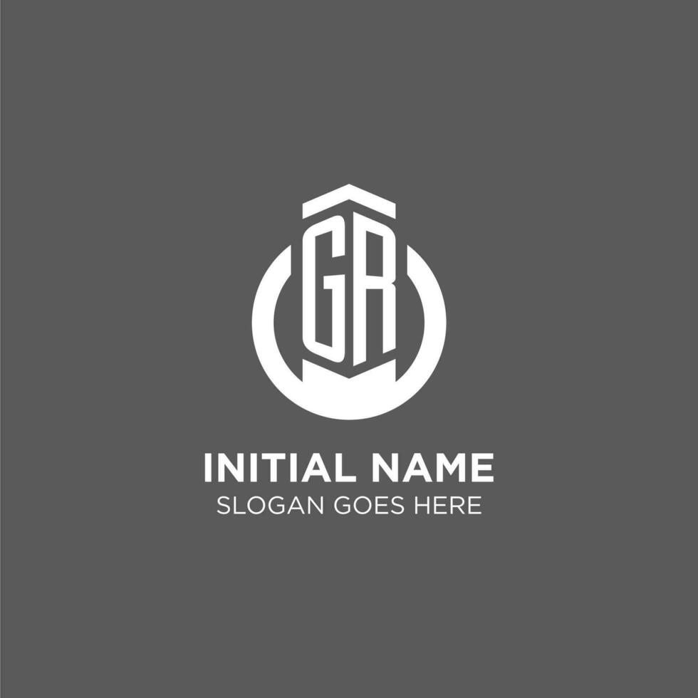 Initial GR circle round line logo, abstract company logo design ideas vector