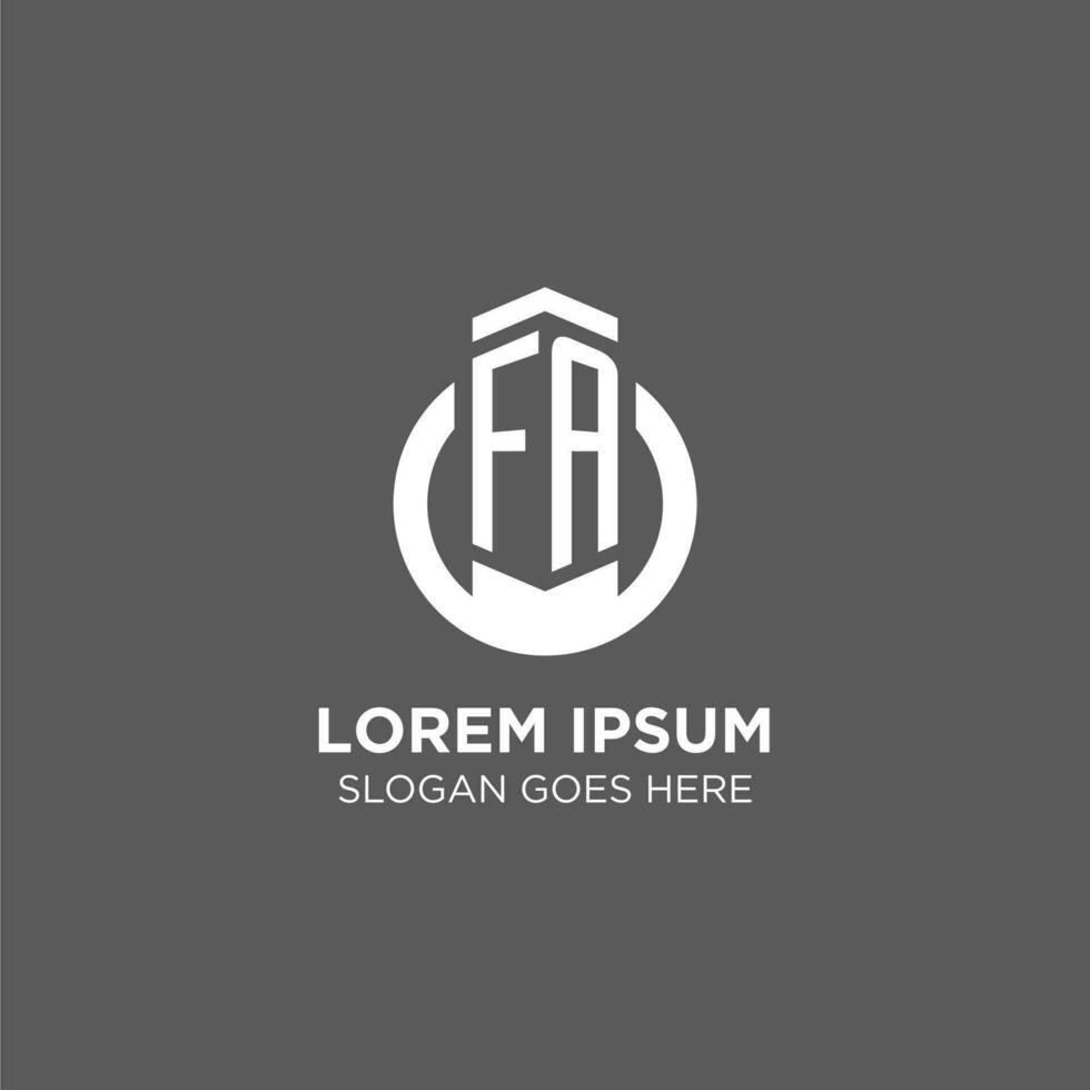 Initial FA circle round line logo, abstract company logo design ideas vector