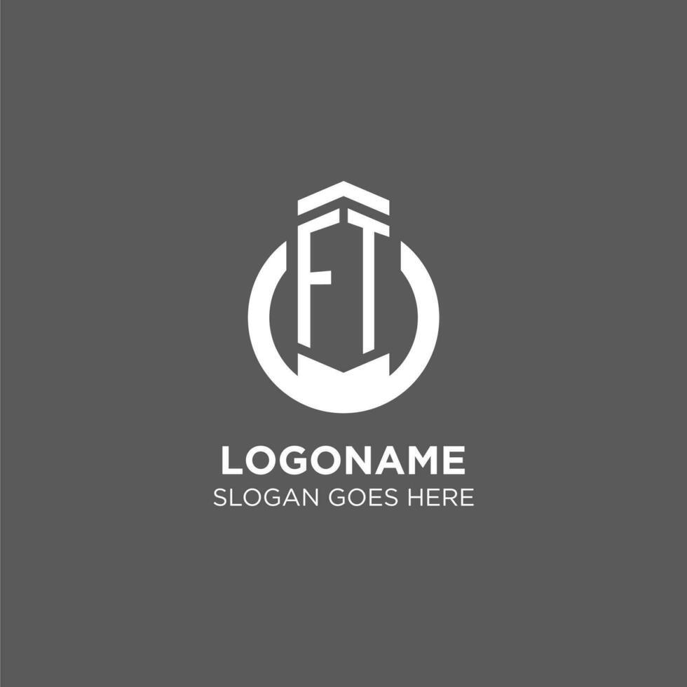 Initial FT circle round line logo, abstract company logo design ideas vector